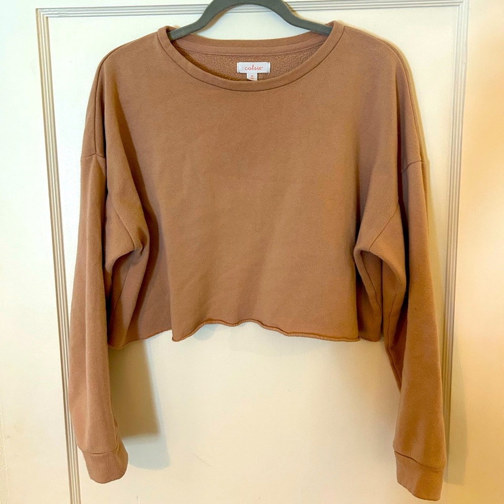 Colsie Cropped Nude Sweatshirt
